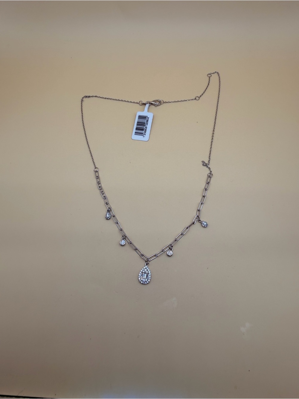 925 Sterling Silver Cz Necklace 15.5 to 17.5”.